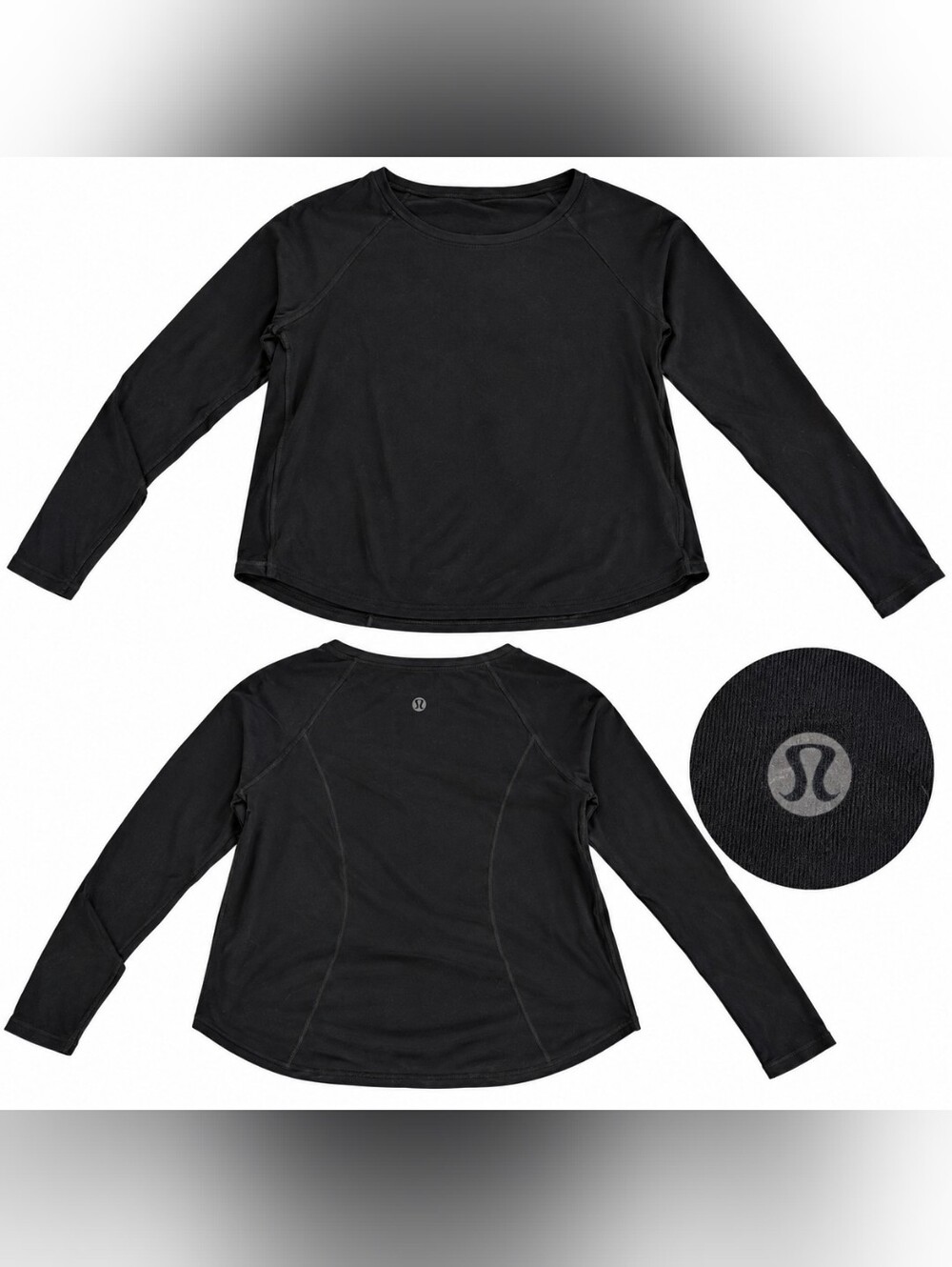 Lululemon Black Long Sleeve Athletic Top Women’s 21” Pit to Pit